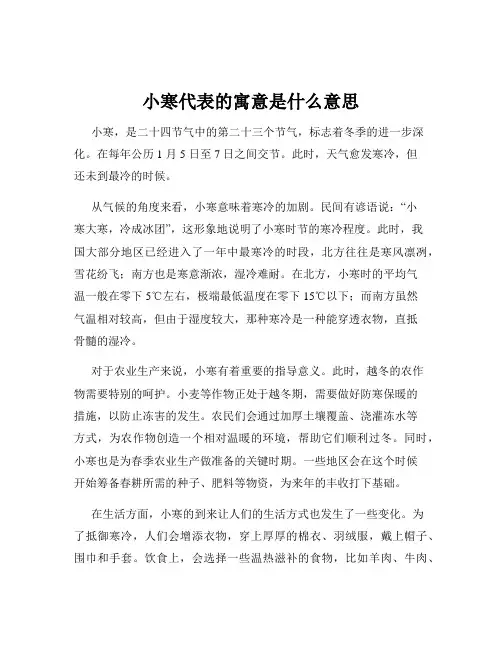 小寒代表的寓意是什么意思