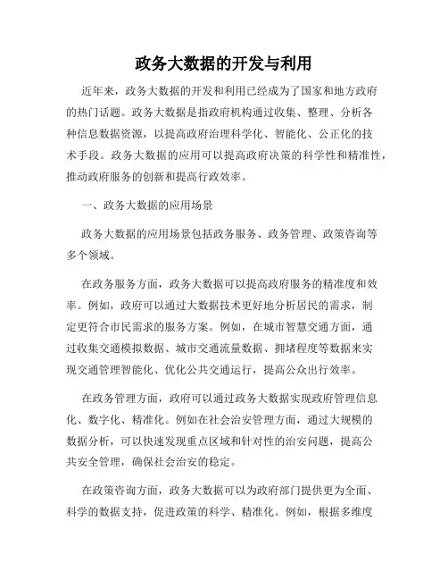 政务大数据的开发与利用