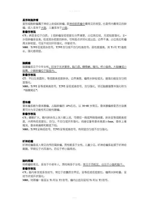 中枢神经系统肿瘤影像学表现