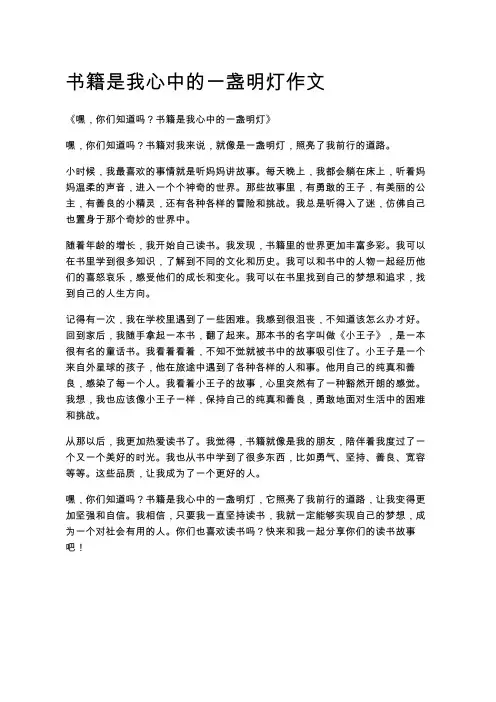 书籍是我心中的一盏明灯作文