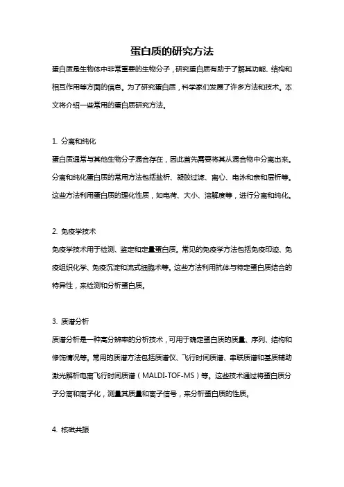 蛋白质的研究方法