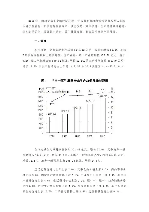 2010年宜昌市国民经济和社会发展统计公报