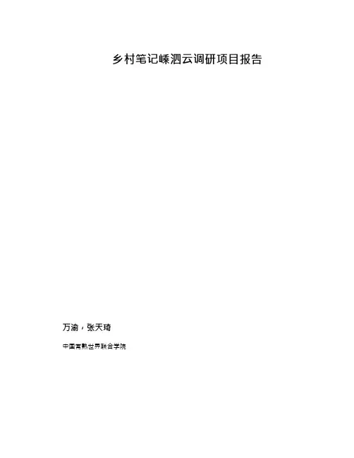 【嵊泗】优秀调研报告2
