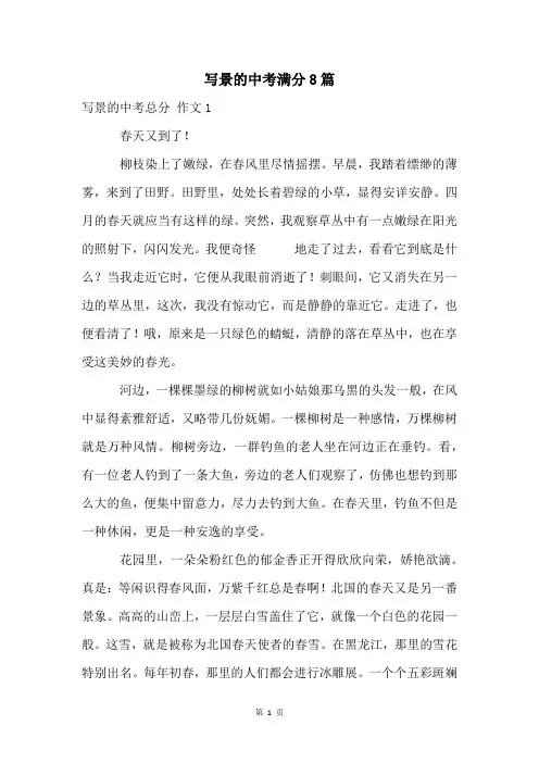 写景的中考满分8篇
