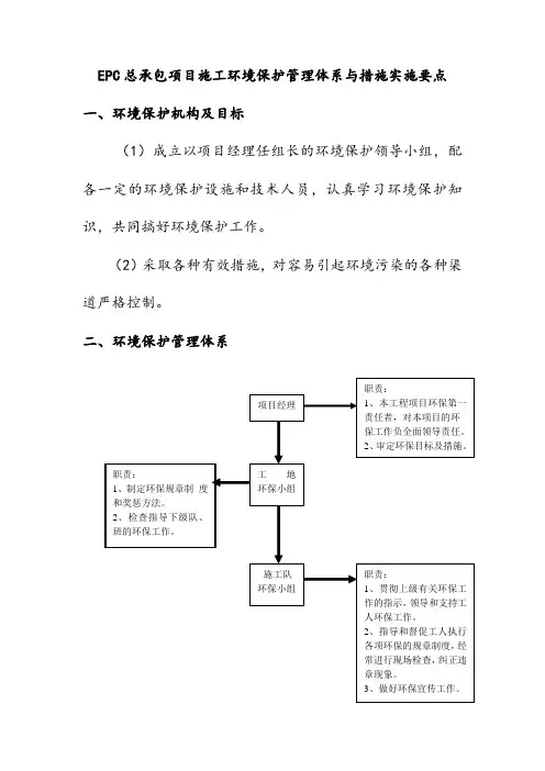 EPC总承包项目施工环境保护管理体系与措施实施要点