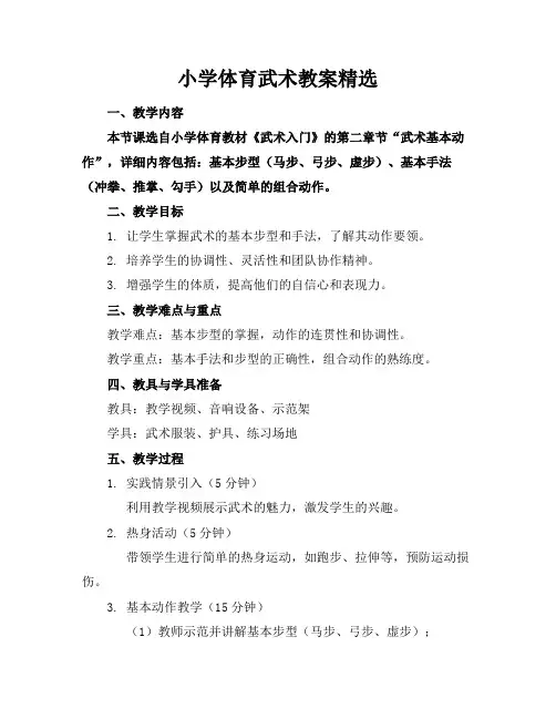 小学体育武术教案精选