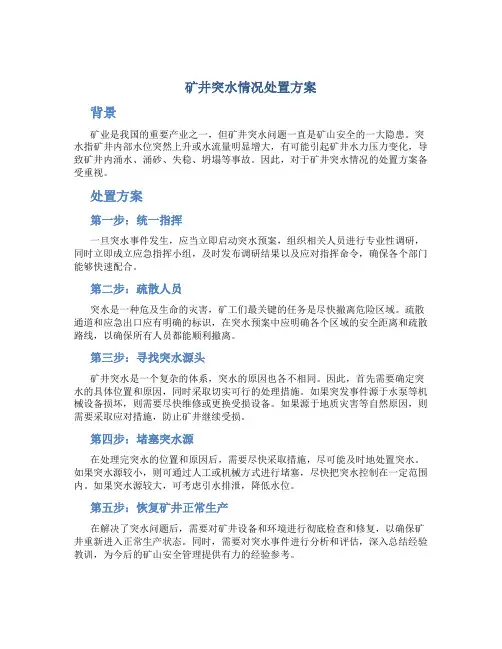 矿井突水情况处置方案