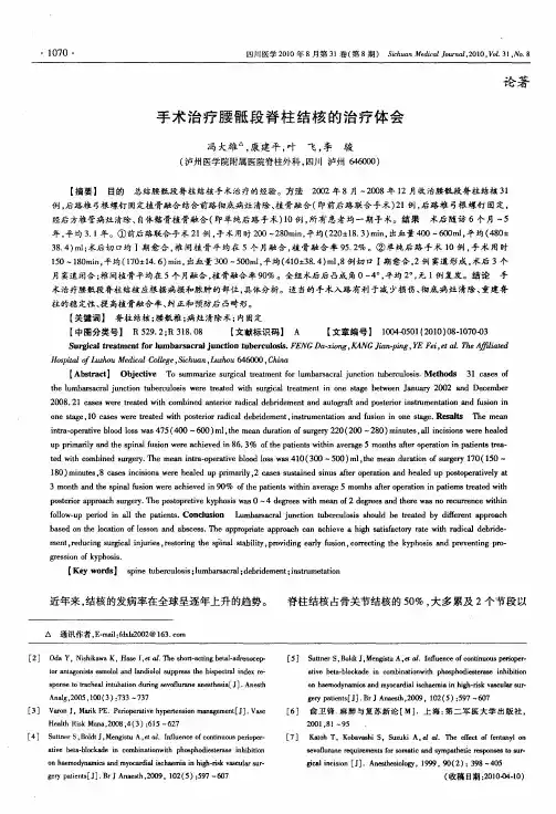 手术治疗腰骶段脊柱结核的治疗体会