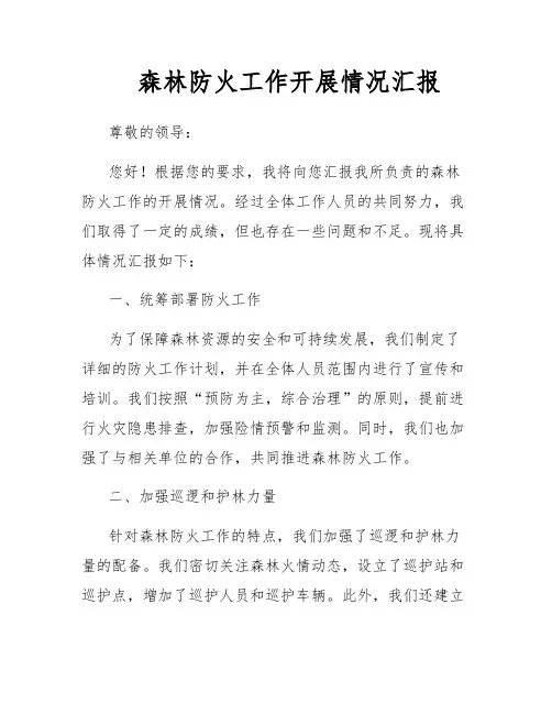 森林防火工作开展情况汇报