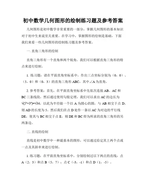 初中数学几何图形的绘制练习题及参考答案