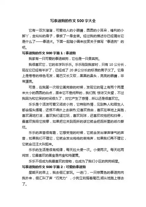 写泰迪狗的作文500字大全
