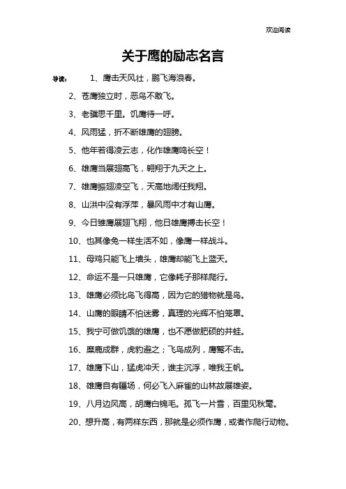 关于鹰的励志名言