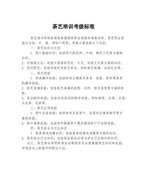 茶艺培训考级标准