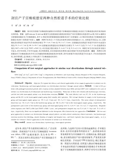 剖宫产子宫瘢痕憩室两种自然腔道手术的疗效比较