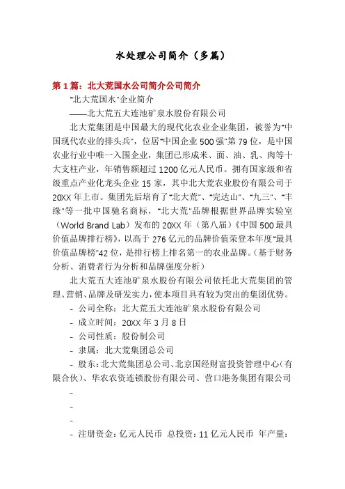 水处理公司简介(多篇)