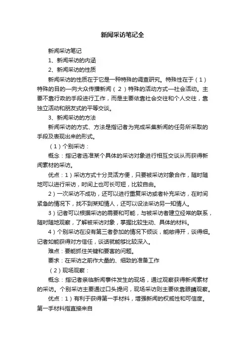 新闻采访笔记全