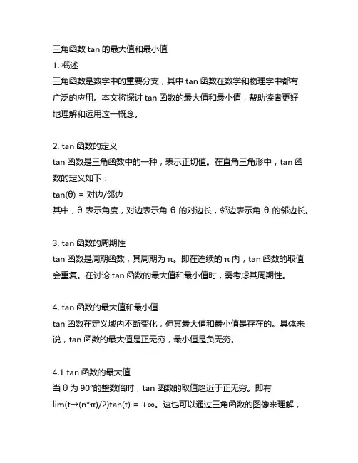 三角函数tan的最大值和最小值