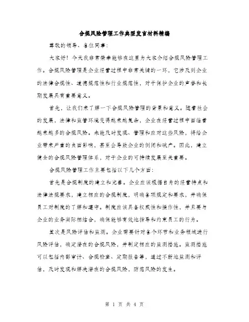 合规风险管理工作典型发言材料精编（二篇）