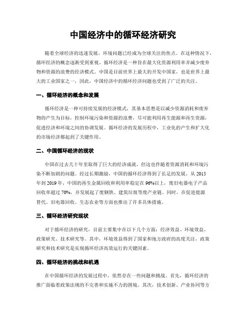 中国经济中的循环经济研究