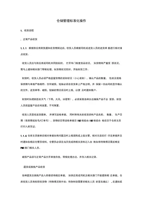 仓库管理操作SOP