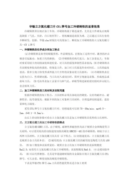 加工冷硬铸铁cbn刀具牌号及参数选择