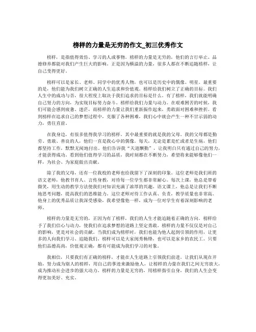 榜样的力量是无穷的作文_初三优秀作文