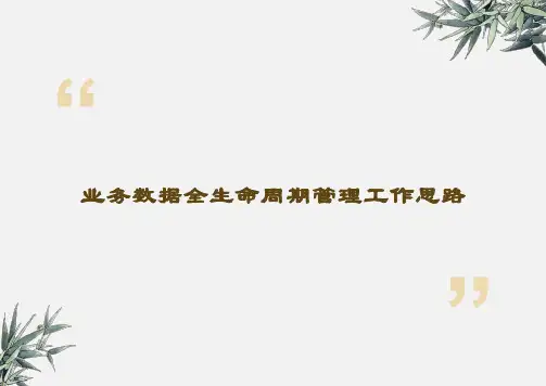 业务数据全生命周期管理工作思路