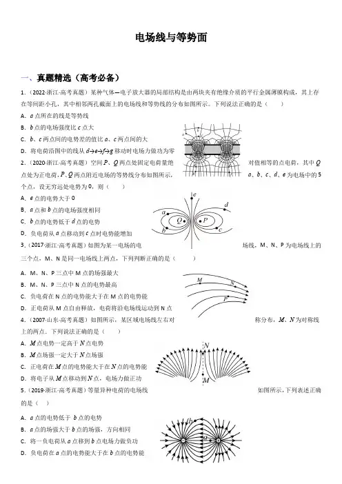 2023年高考物理与强基计划核心知识点复习与真题精选 电场线与等势面