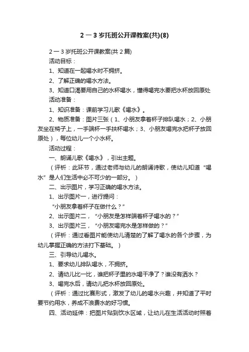 2一3岁托班公开课教案（共2篇）