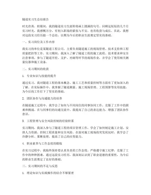 隧道实习生总结报告