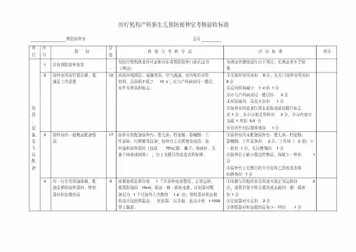 医疗机构产科新生儿预防接种室考核验收标准