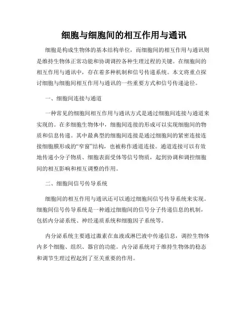 细胞与细胞间的相互作用与通讯