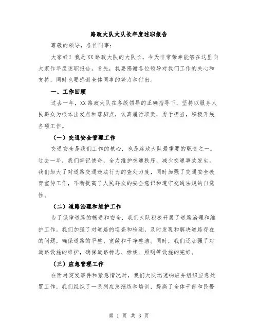 路政大队大队长年度述职报告