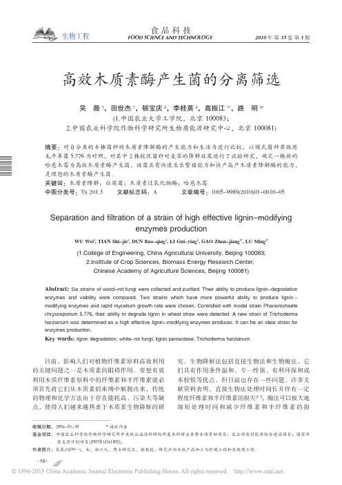 高效木质素酶产生菌的分离筛选_吴薇