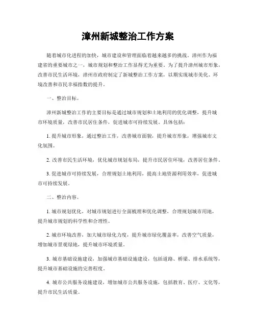 漳州新城整治工作方案