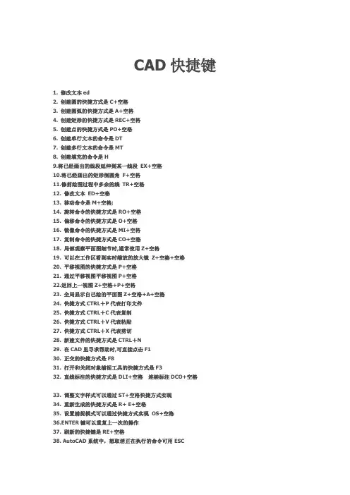 CAD  3D快捷键
