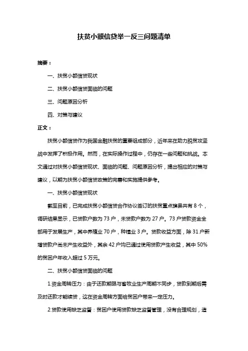 扶贫小额信贷举一反三问题清单