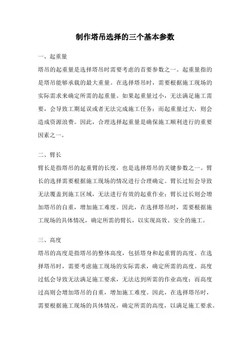 制作塔吊选择的三个基本参数