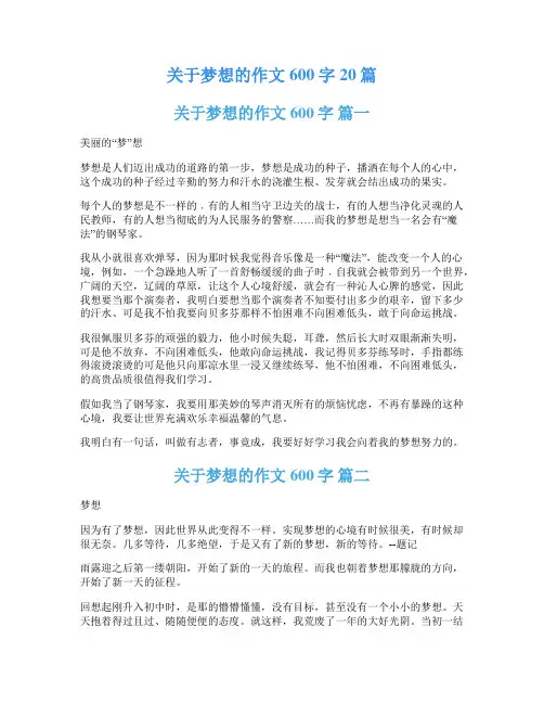 关于梦想的作文600字20篇