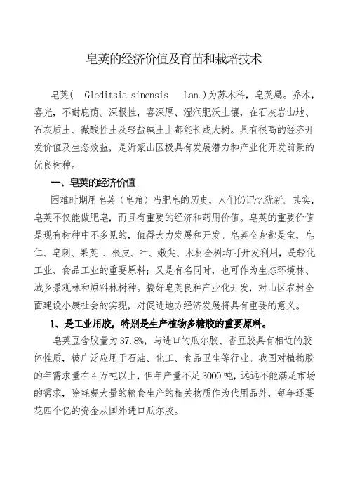 皂荚的经济价值及育苗和栽培技术