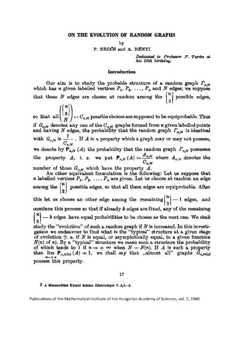 on the evolution of random graphs