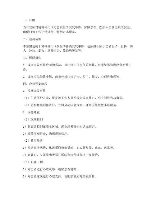 精神科门诊突发事件应急预案流程