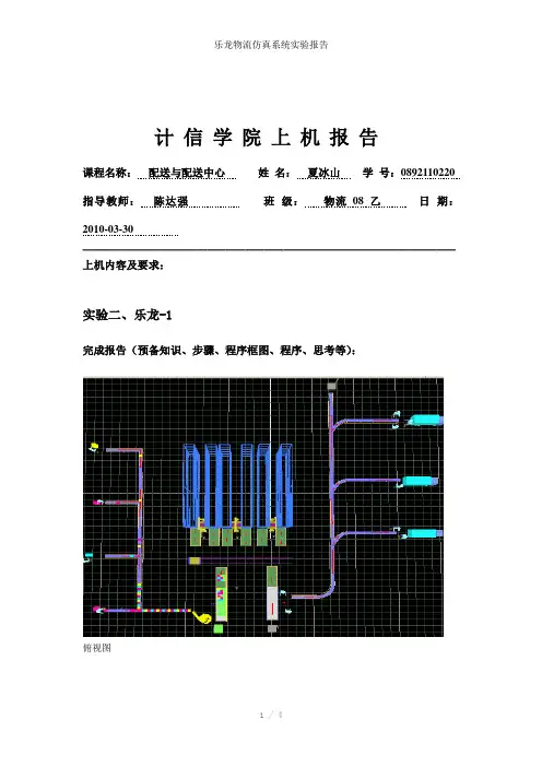 乐龙物流仿真系统实验报告参考模板