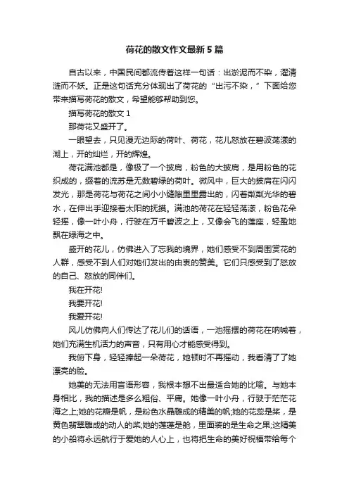 荷花的散文作文最新5篇