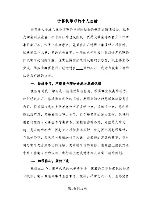 计算机学习的个人总结(4篇)
