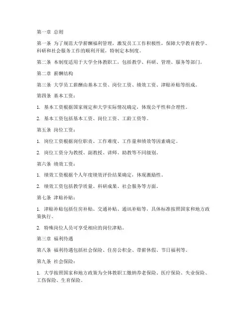 大学员工薪酬福利管理制度