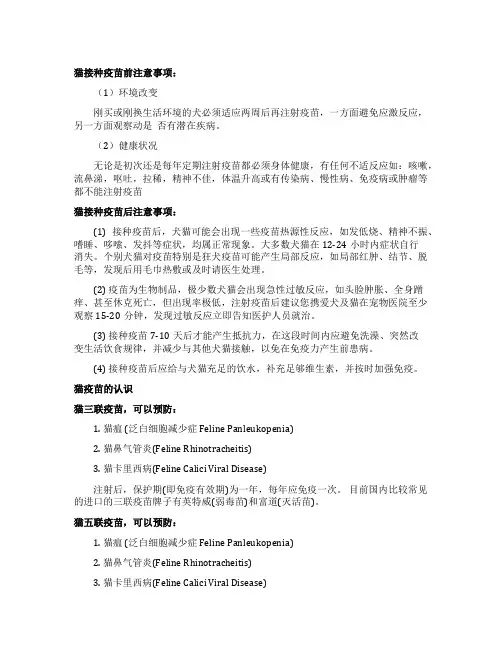 猫打疫苗注意事项