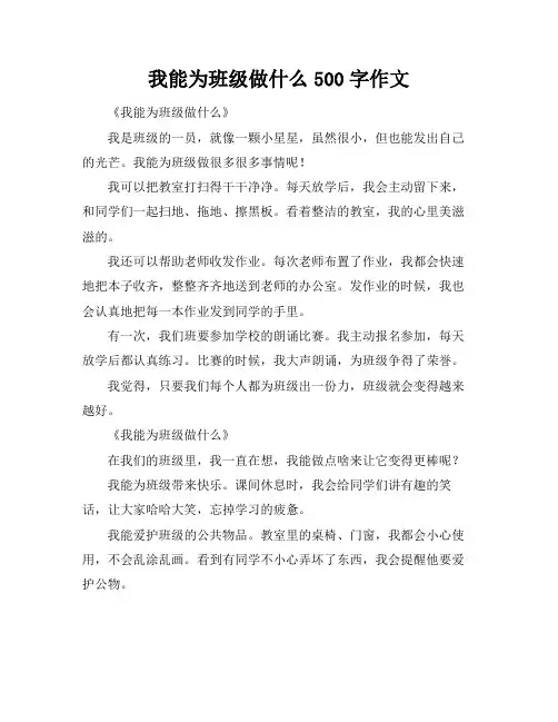 我能为班级做什么500字作文