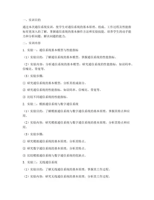 通信系统实训报告