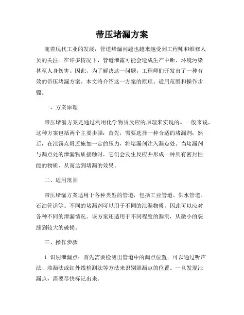 带压堵漏方案